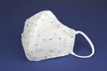 Lace communion mask with silver dots 