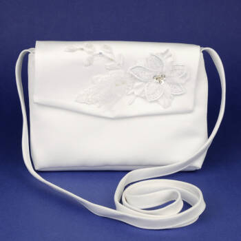 6.2.71  White communion bag with "flower 3D"