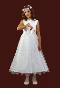 E232/T  Communion dress with pearl beading