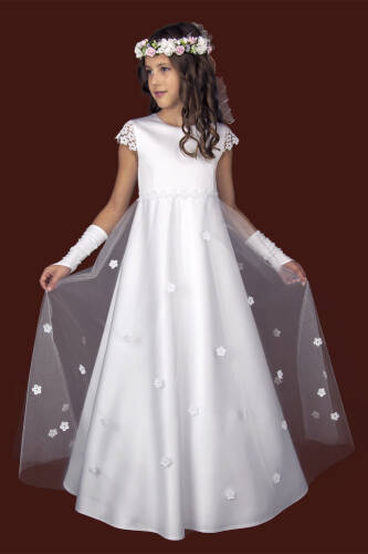S165/T/SAT Communion dress with tulle and guipure