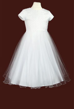 E250/T  Communion dress with a shiny yoke