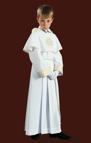 07E-1/S  White - golden communion alb for boys