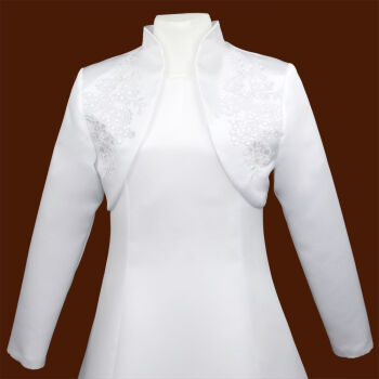 K59/SAT White satin bolero with guipure