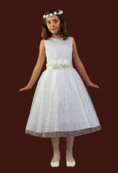 E230/T  Communion dress with pearl beading