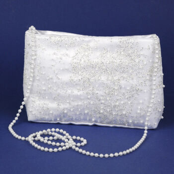 6.2.113/P  Communion Bag with Glitter Lace and Pearl Strap