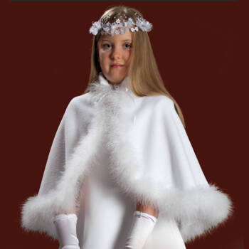 16K015-1  White first communion fleece cape