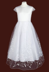 E248/T  Satin dress with a chiffon skirt
