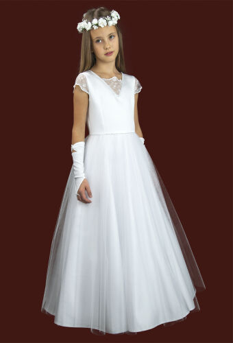 E264/T  Communion dress with lace inserts 