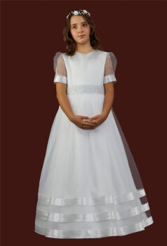 E233/T  Satin and chiffon communion dress