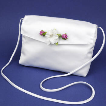 6.2.79  Satin communion handbag with colorful flowers