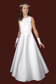 S170/T/SAT Satin communion dress with decorative applique