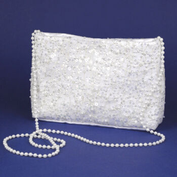 6.2.112/P  Communion Bag with Sequin Lace and Pearl Strap